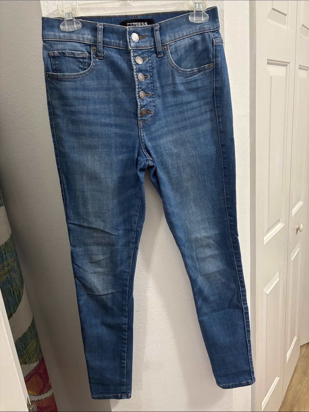 Express High-Rise Skinny Jeans — Blue Wash